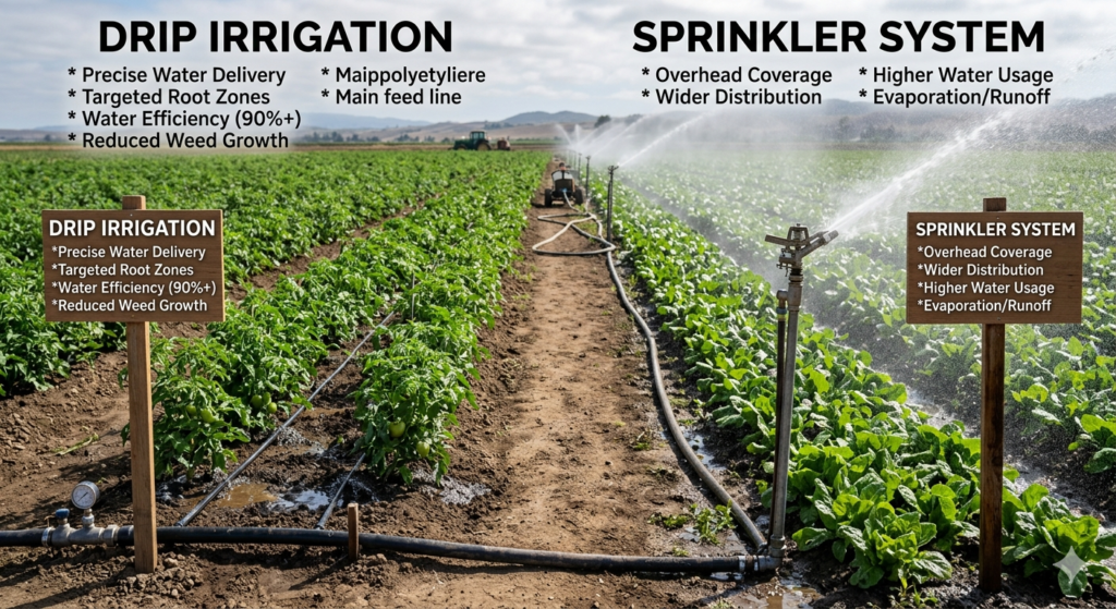 Drip Irrigation vs Sprinkler System