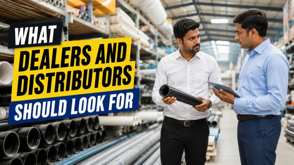 Professional Pipe Manufacturer in Indore showcasing HDPE, PVC, irrigation and sprinkler pipes with dealers and distributors selecting quality piping solutions.