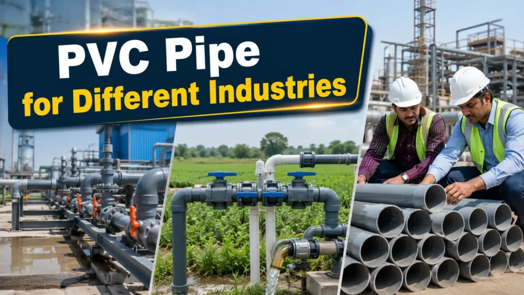PVC Pipe used across agriculture, construction, industrial, and water supply applications by a trusted PVC Pipe Manufacturer in Indore.