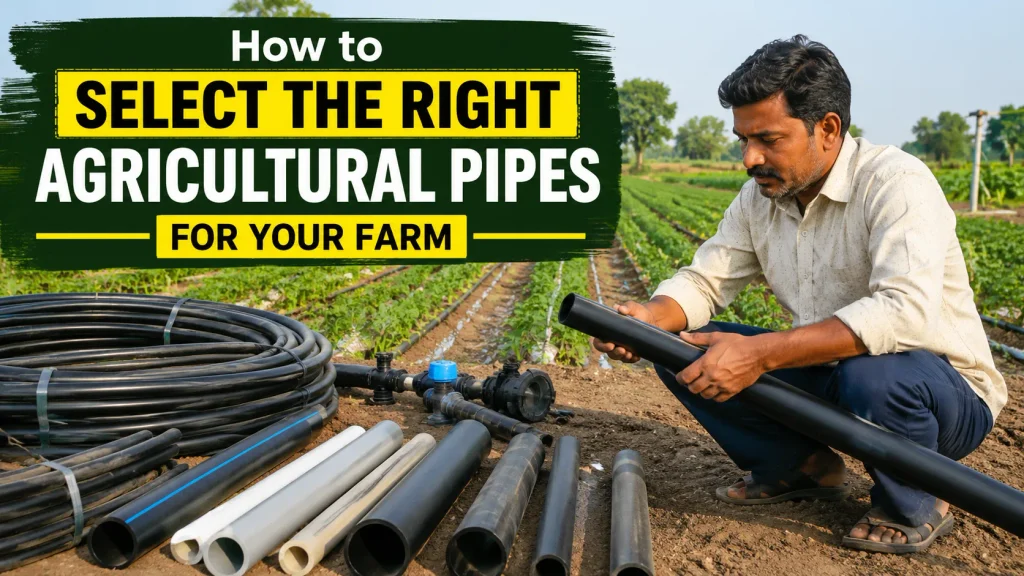 Agricultural Pipes selection guide with farmer, HDPE pipes, PVC pipes, irrigation pipes and sprinkler system for farm irrigation in Indore